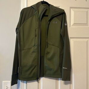 Women’s North Face light weight green hooded jacket